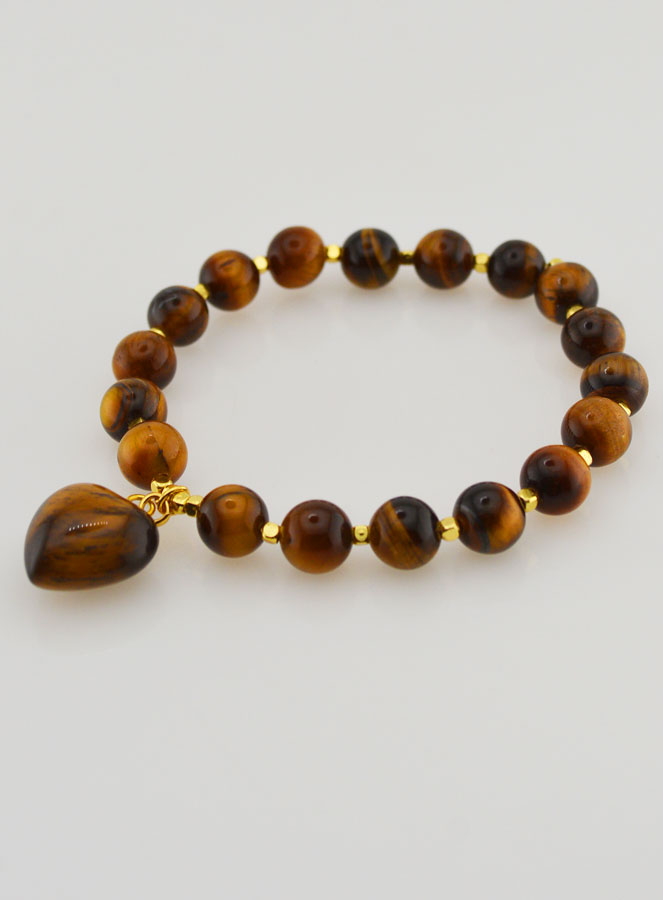 Pulsera de Piedra Natural con corazón - Ojo de tigre (pic 4)