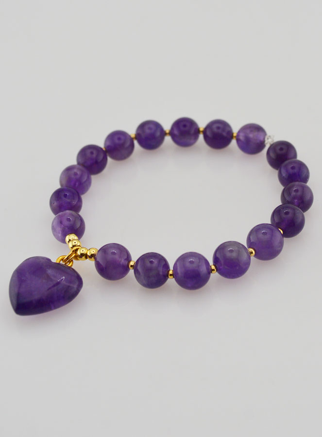 Pulsera en Piedra Natural de Corazón - Amatista (pic 3)