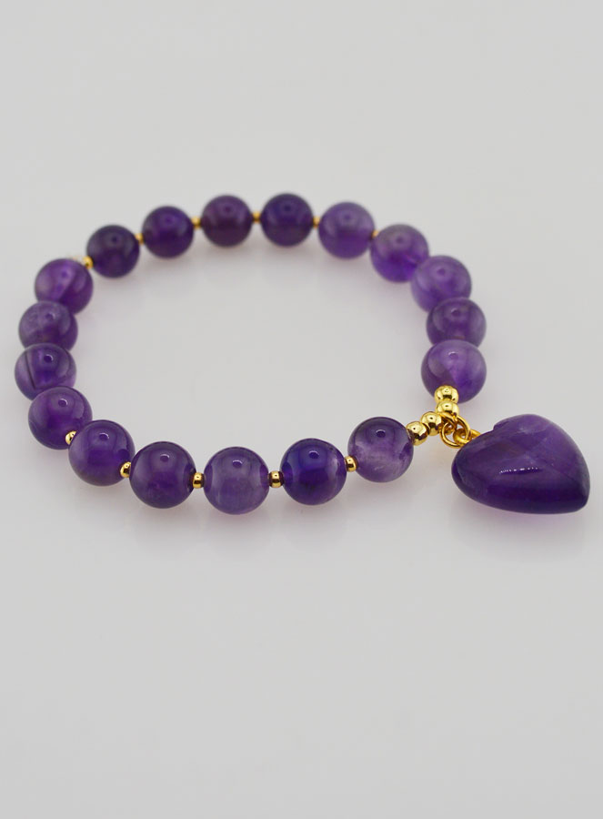 Pulsera en Piedra Natural de Corazón - Amatista (pic 4)