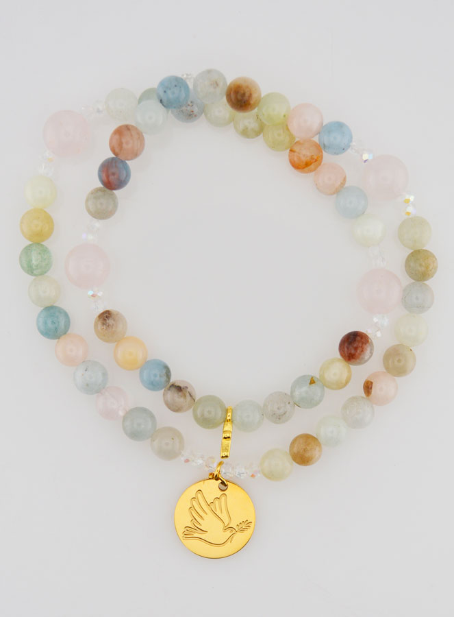 Terço Morganite & Quartzo Rosa - Pomba da Paz (pic 1)