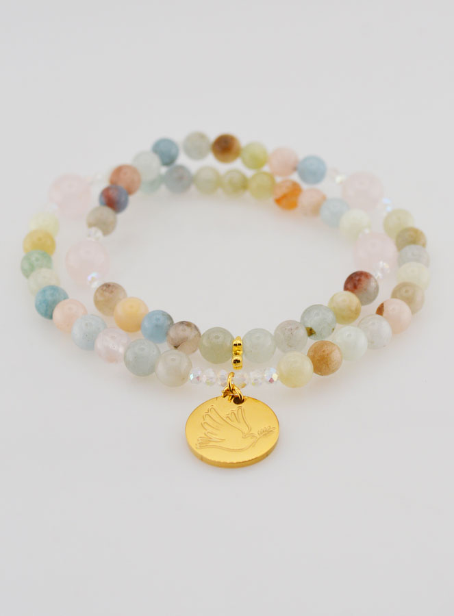 Terço Morganite & Quartzo Rosa - Pomba da Paz (pic 2)
