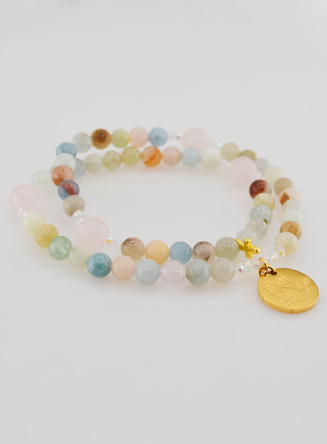 Terço Morganite & Quartzo Rosa - Pomba da Paz (pic 3)
