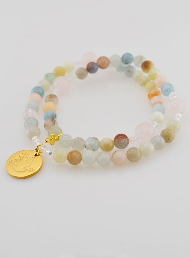 Terço Morganite & Quartzo Rosa - Pomba da Paz (pic 4)