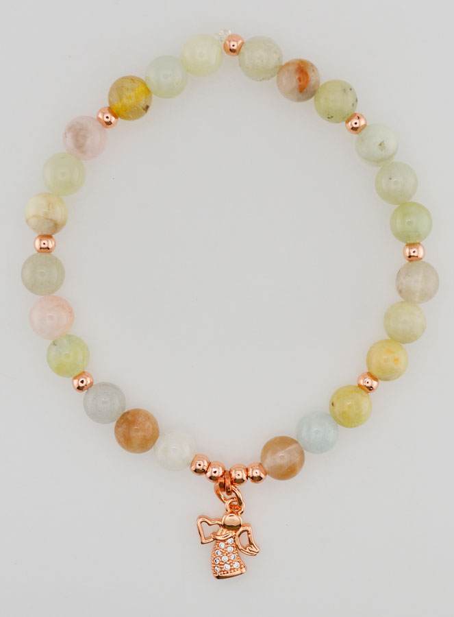 Pulseira Pedra Natural - Morganite & Anjo da Guarda (pic 1)