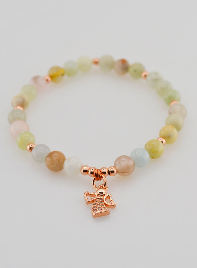 Pulseira Pedra Natural - Morganite & Anjo da Guarda (pic 2)