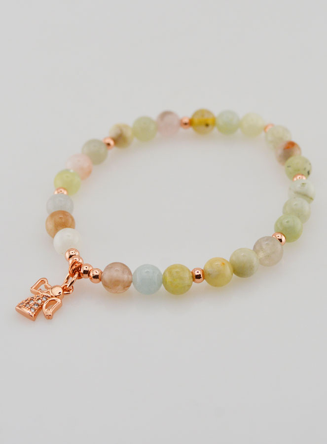 Pulseira Pedra Natural - Morganite & Anjo da Guarda (pic 3)
