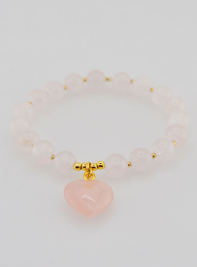 Pulseira Pedra Natural Coração - Quartzo Rosa (pic 2)
