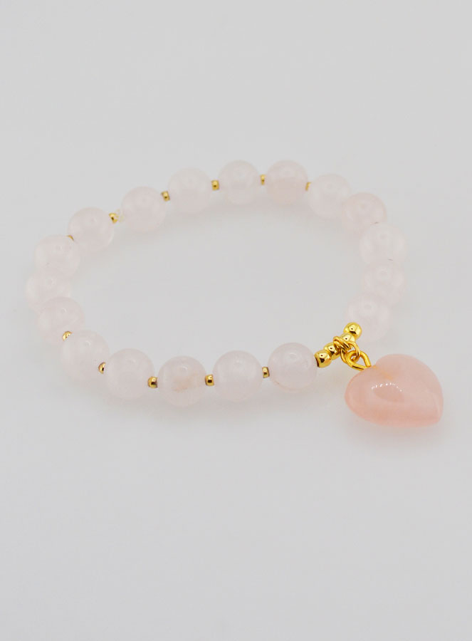 Pulseira Pedra Natural Coração - Quartzo Rosa (pic 4)