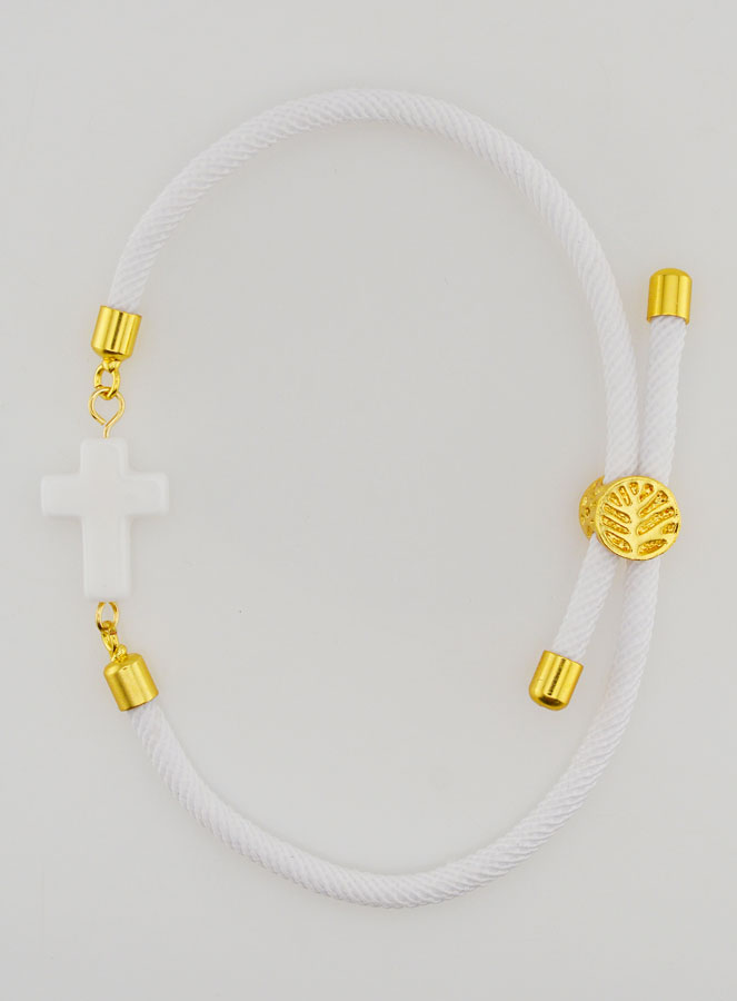 Pulsera religiosa con cruz - Blanca (pic 1)