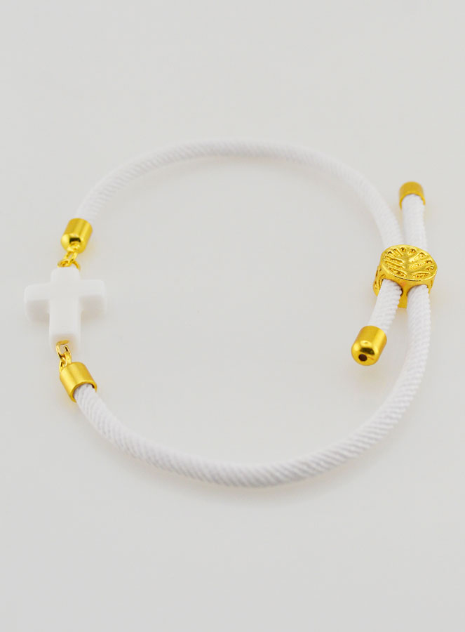 Pulsera religiosa con cruz - Blanca (pic 2)