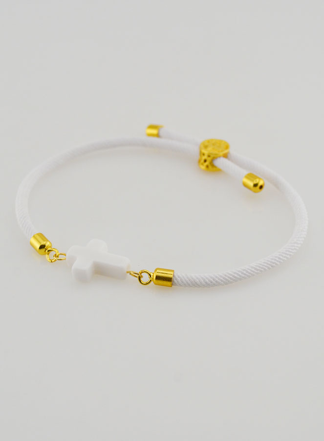 Pulsera religiosa con cruz - Blanca (pic 3)
