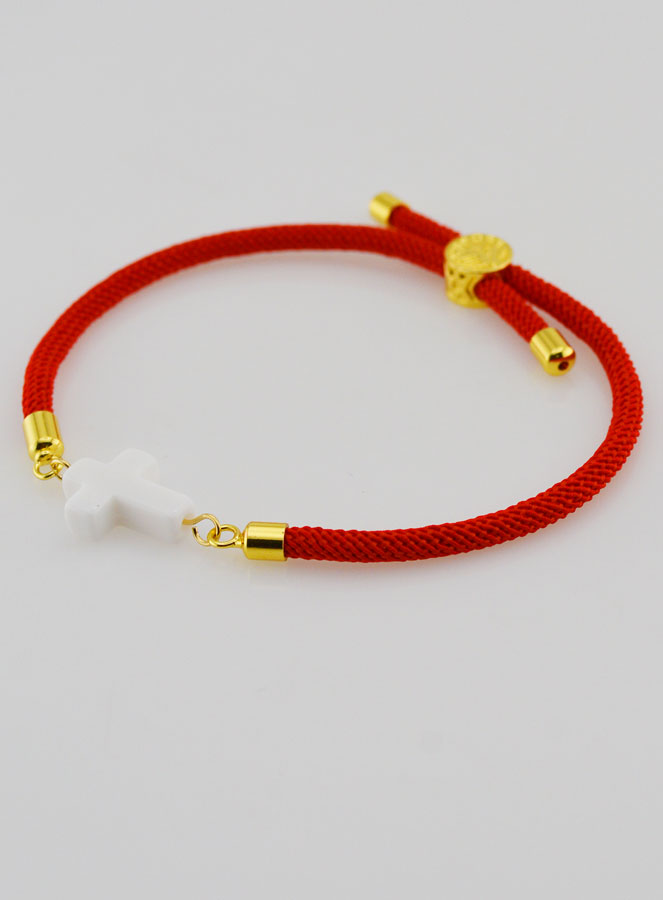 Pulsera religiosa con cruz - Roja (pic 3)