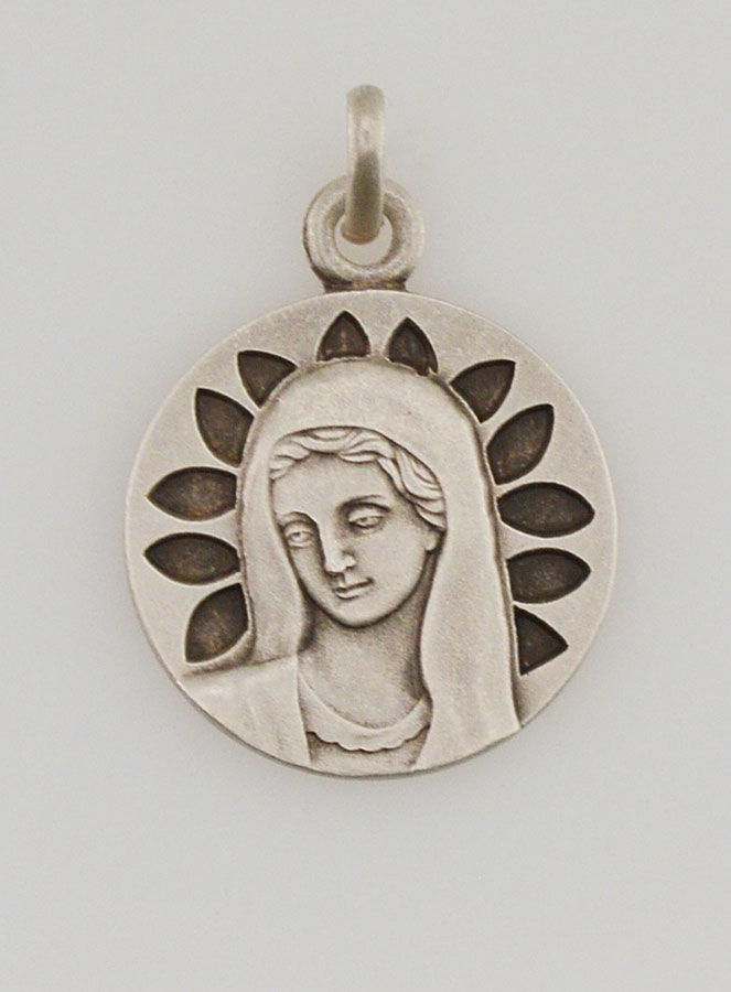 Medalha Virgem com Pétalas em Prata - 16mm (pic 1)