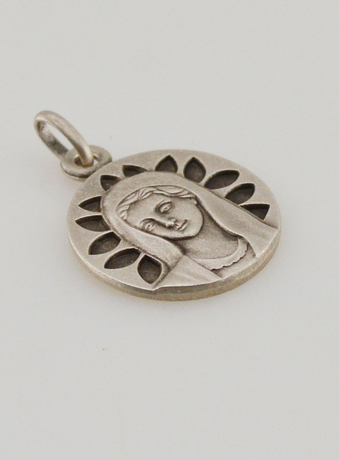Medalha Virgem com Pétalas em Prata - 16mm (pic 3)