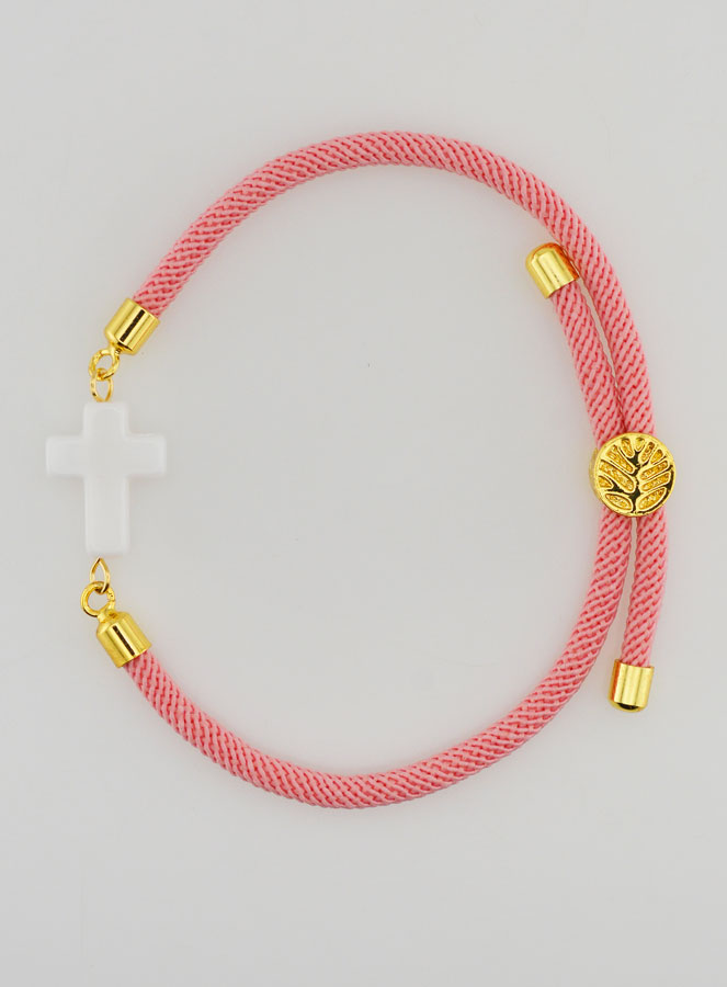 Pulsera religiosa con cruz - Rosa (pic 1)