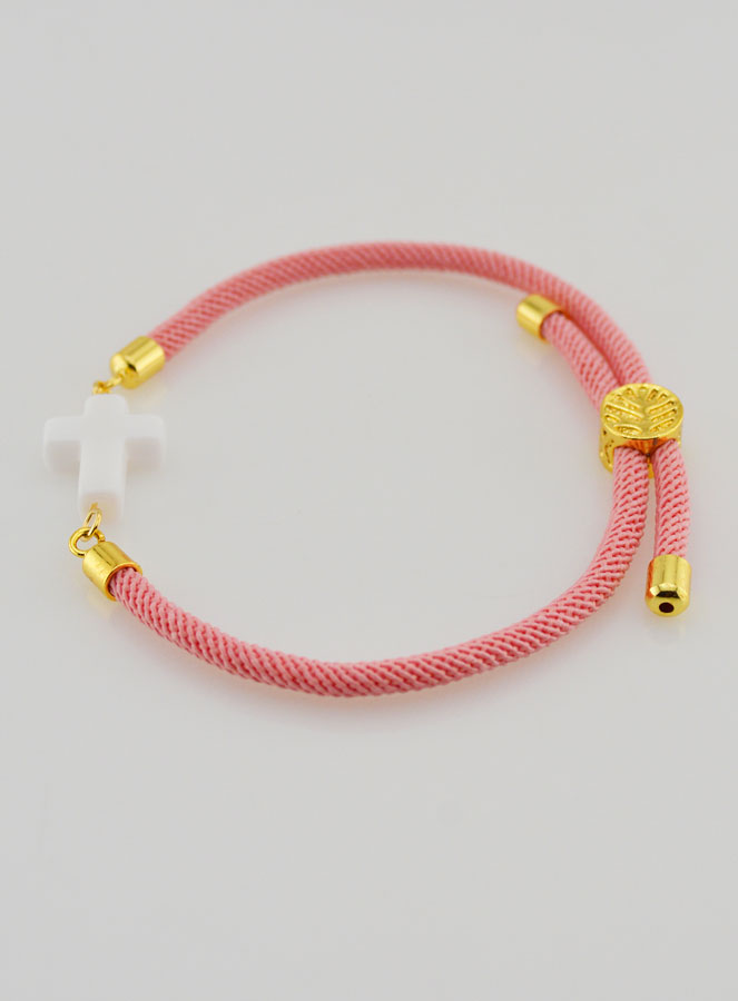 Pulsera religiosa con cruz - Rosa (pic 2)