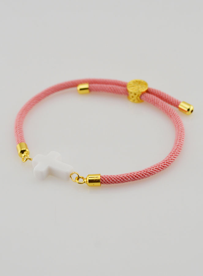 Pulsera religiosa con cruz - Rosa (pic 3)