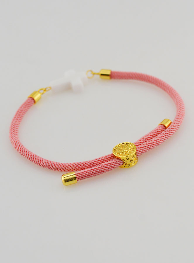Pulsera religiosa con cruz - Rosa (pic 4)
