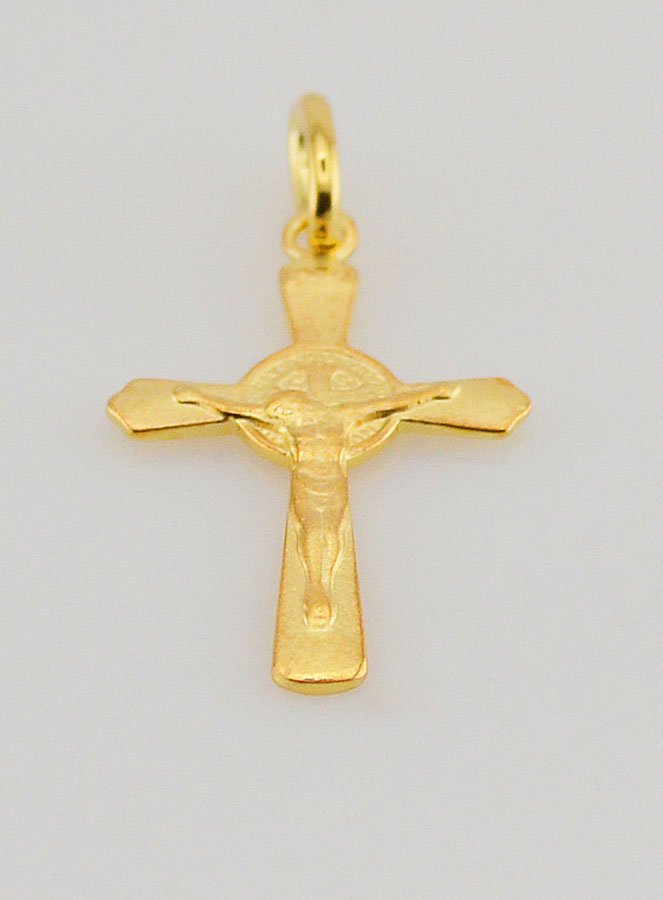 Colgante de la Cruz de San Benito Chapado en Oro - 22 mm (pic 2)