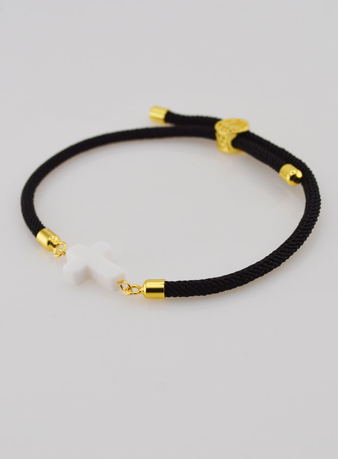 Pulseira Religiosa Com Cruz - Preta (pic 3)