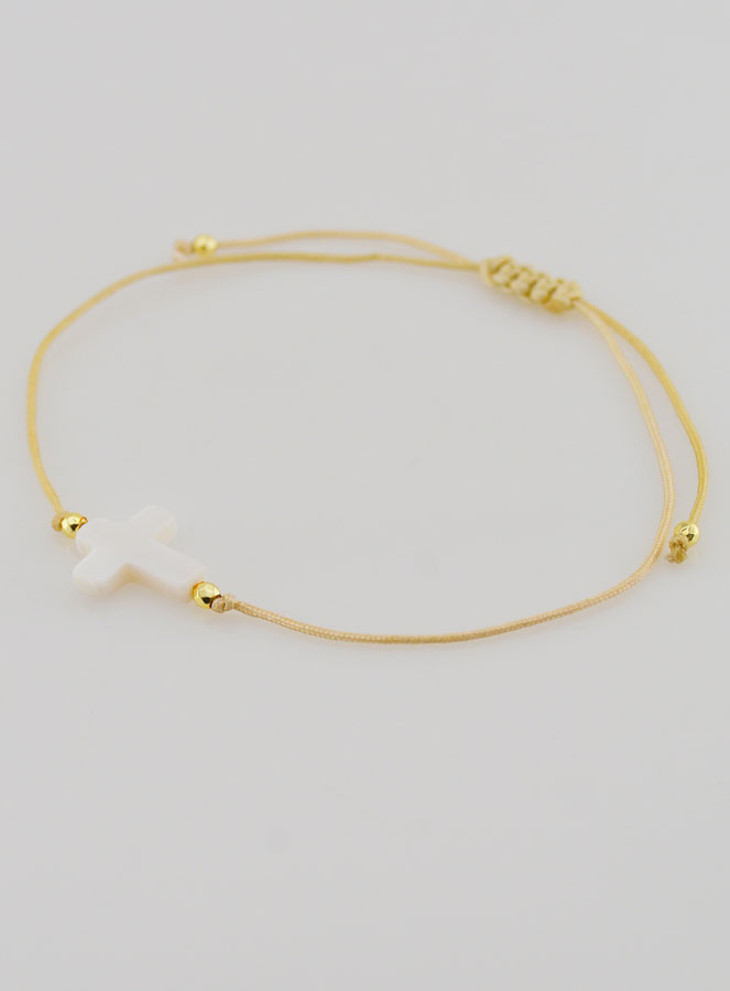 Pulsera con cruz – Beige (pic 3)