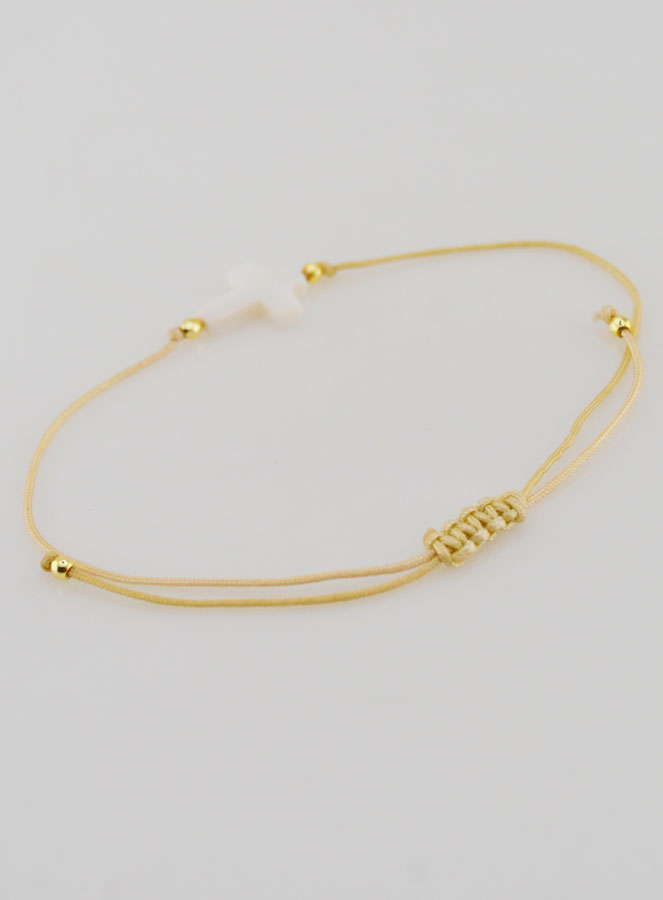 Pulsera con cruz – Beige (pic 4)