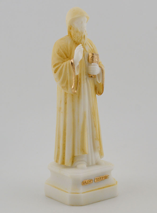 Estatua de San Chárbel en alabastro pintado -12 cm (pic 3)