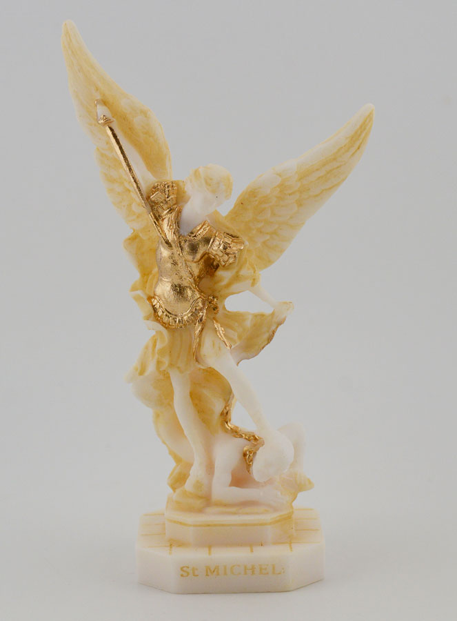 Estatua de San Miguel en alabastro pintado - 12 cm (pic 1)