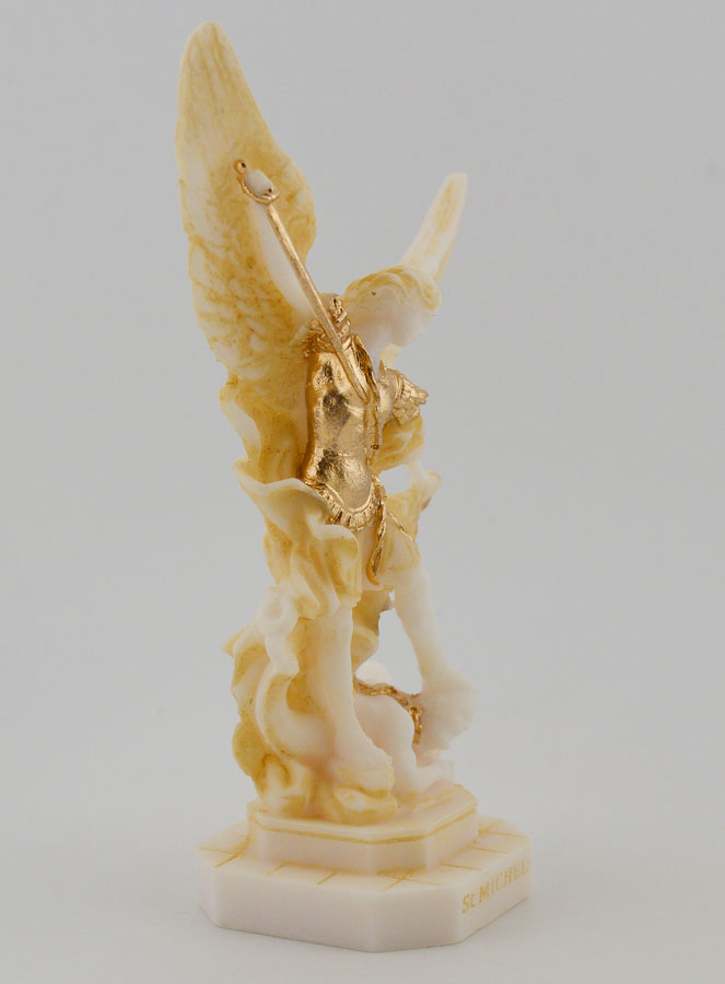 Estatua de San Miguel en alabastro pintado - 12 cm (pic 3)