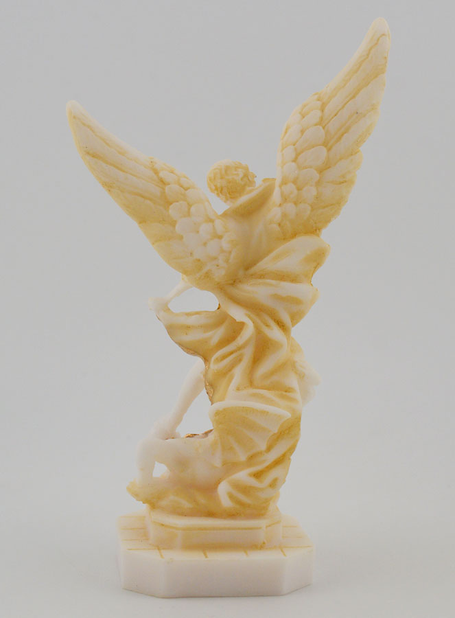 Estatua de San Miguel en alabastro pintado - 12 cm (pic 4)