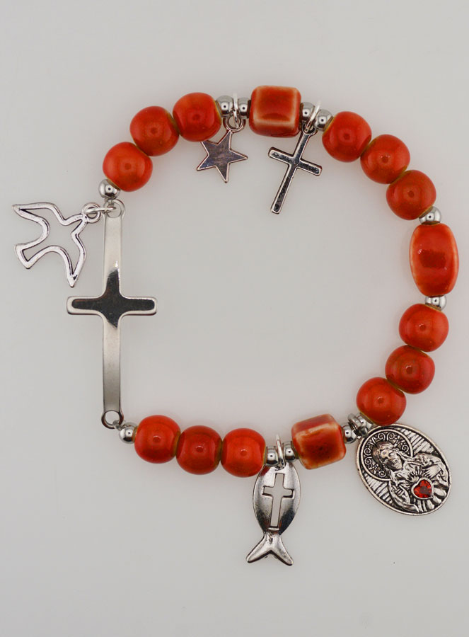 Pulseira Elástica em Cerâmica - Sagrado Coração de Jesus (pic 1)