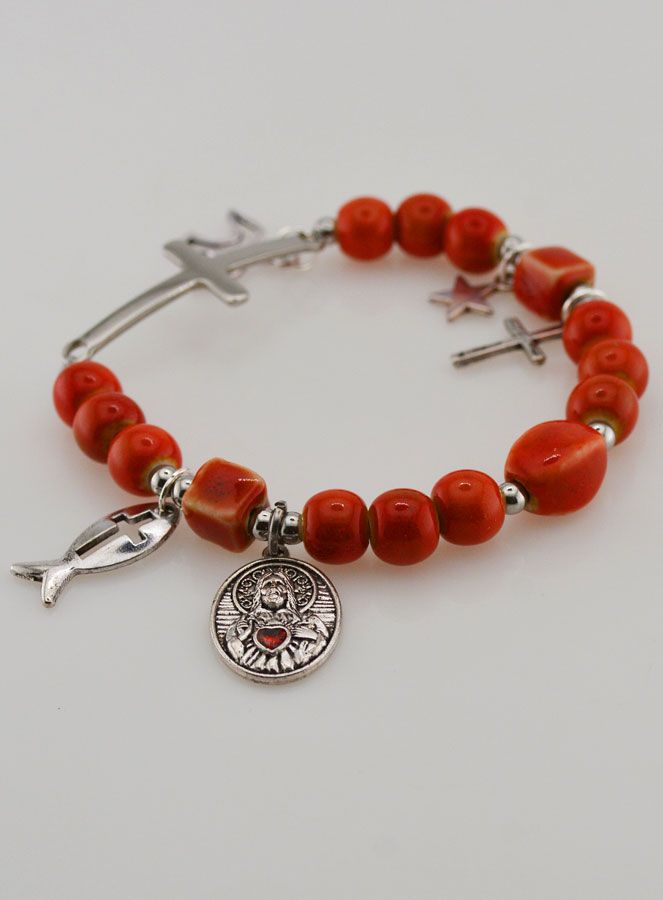 Pulseira Elástica em Cerâmica - Sagrado Coração de Jesus (pic 4)