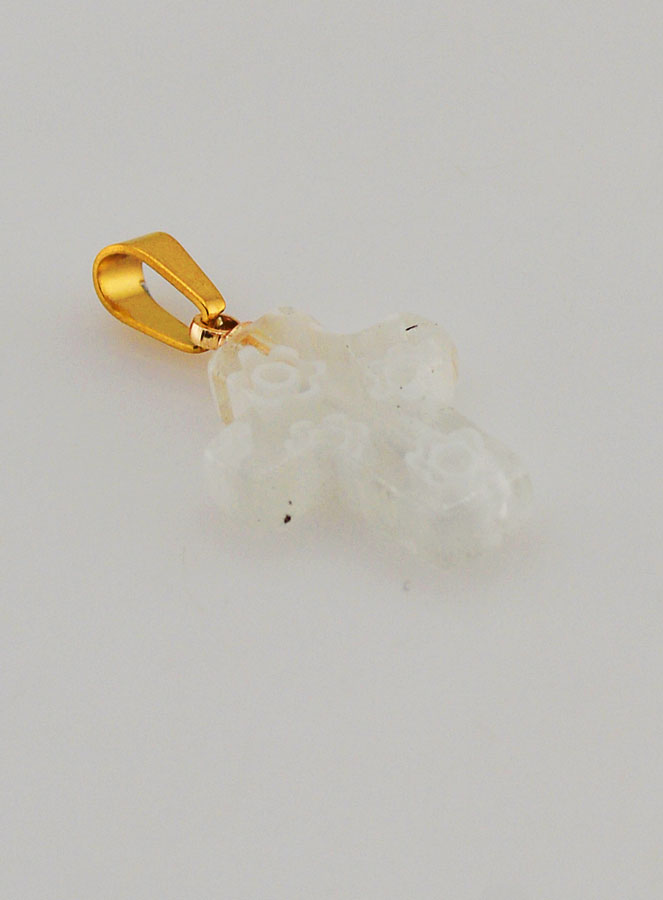 Colgante de cruz en vidrio artesanal - blanco (pic 3)