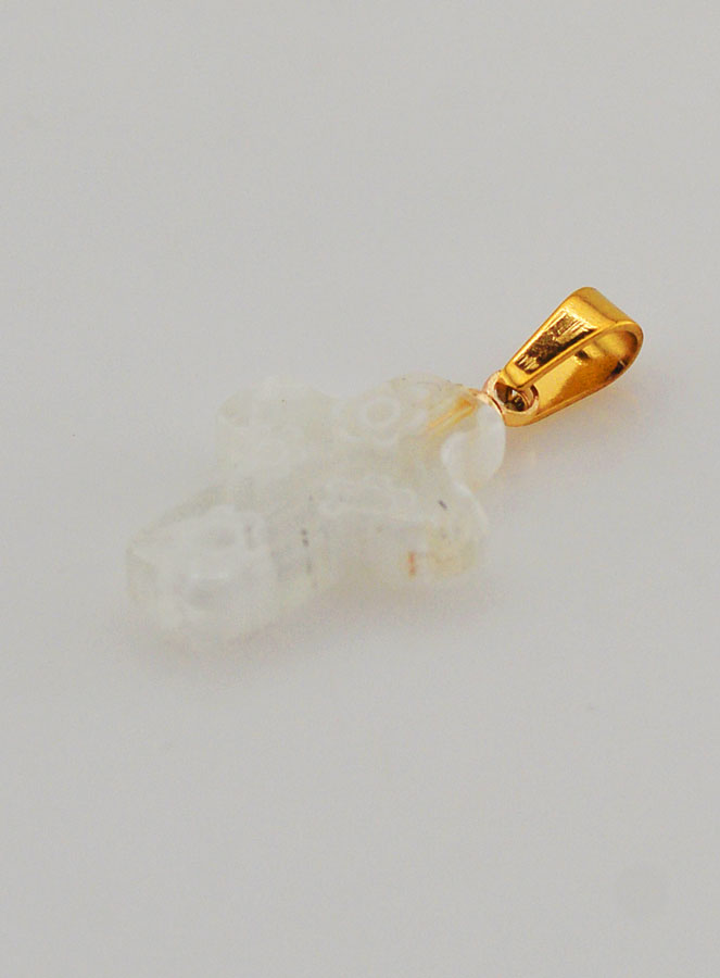 Colgante de cruz en vidrio artesanal - blanco (pic 4)