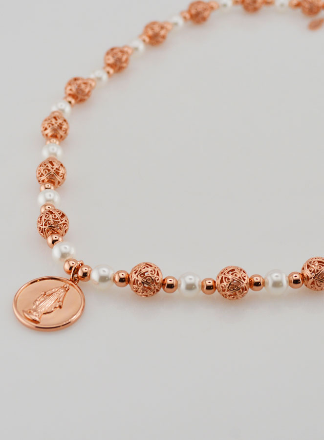 Collar religioso de perlas y medalla de la Virgen María (pic 3)
