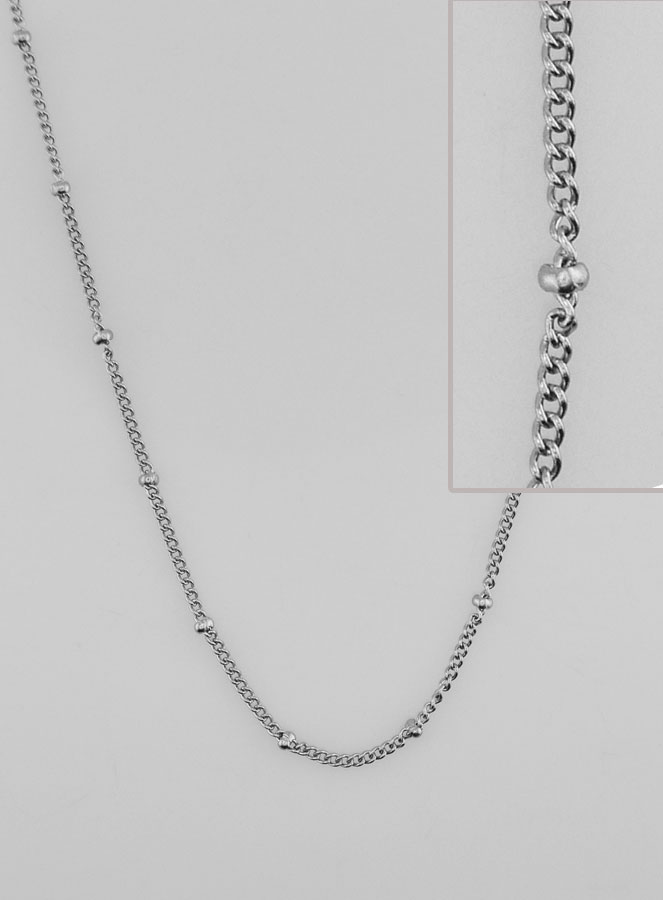 Corrente Prateada Malha Grumet Bolinhas - 50cm (pic 1)