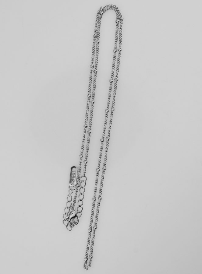 Corrente Prateada Malha Grumet Bolinhas - 50cm (pic 2)