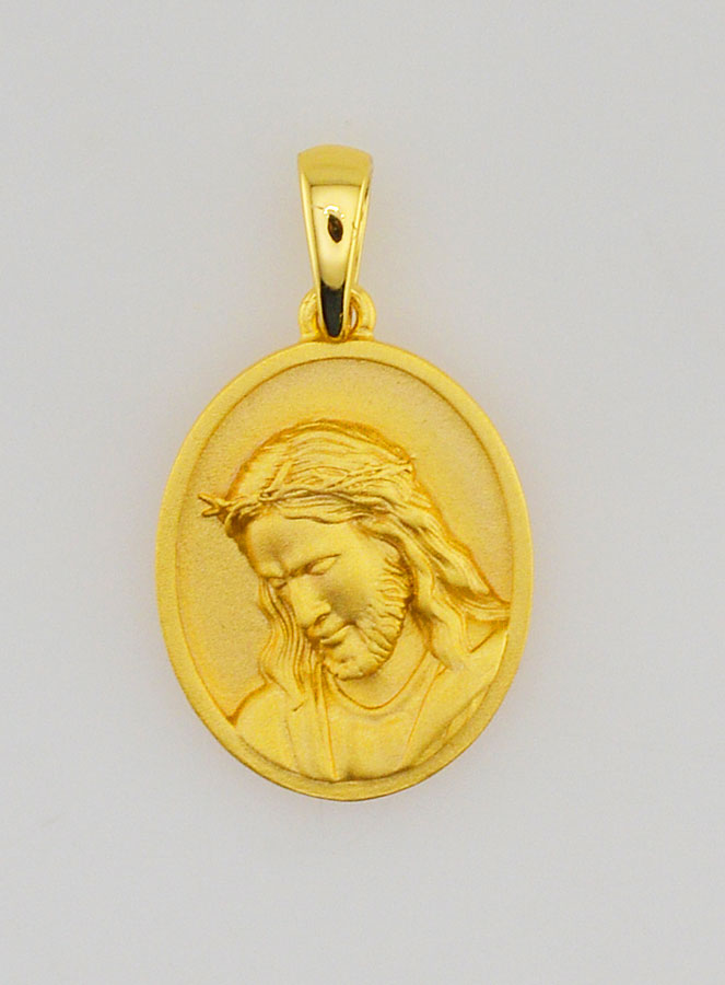 Medalha de Jesus em Prata Dourada 18k - 16mm (pic 1)