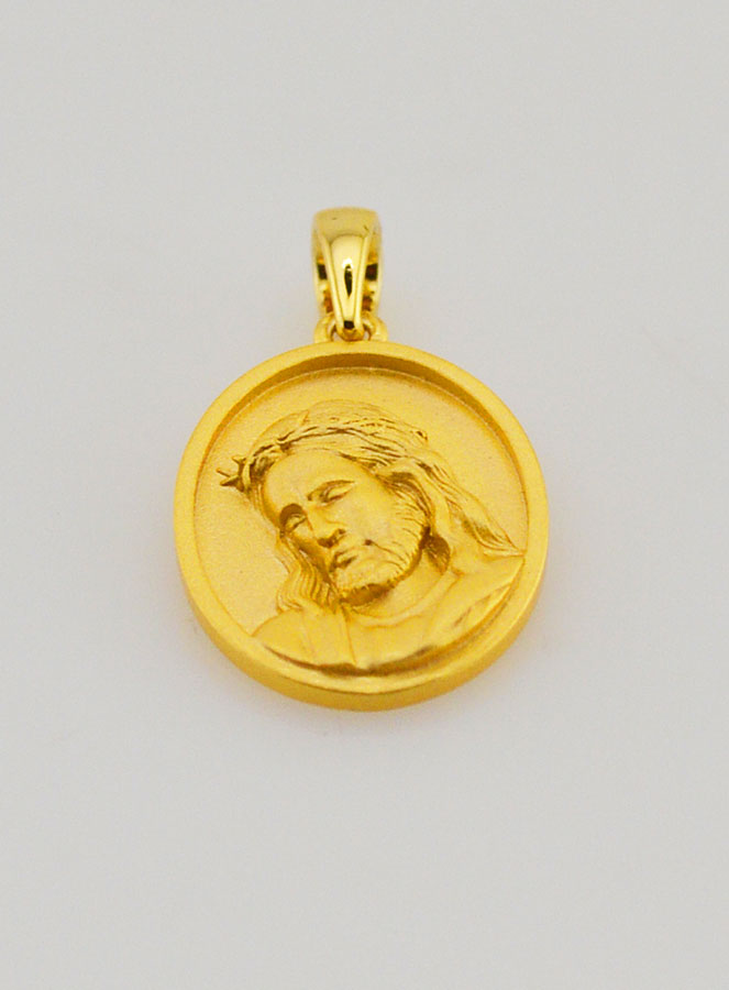 Medalha de Jesus em Prata Dourada 18k - 16mm (pic 2)