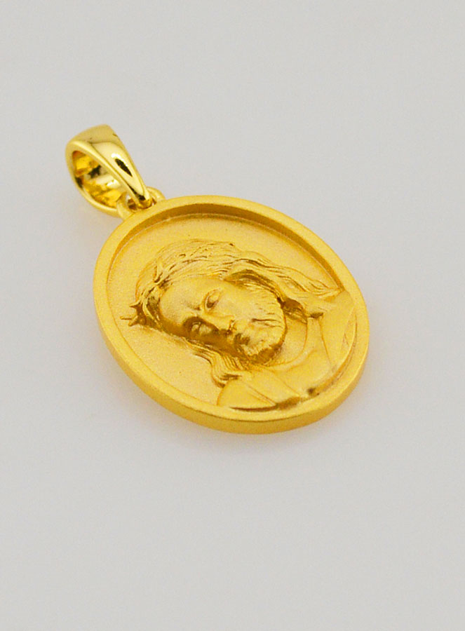 Medalha de Jesus em Prata Dourada 18k - 16mm (pic 3)