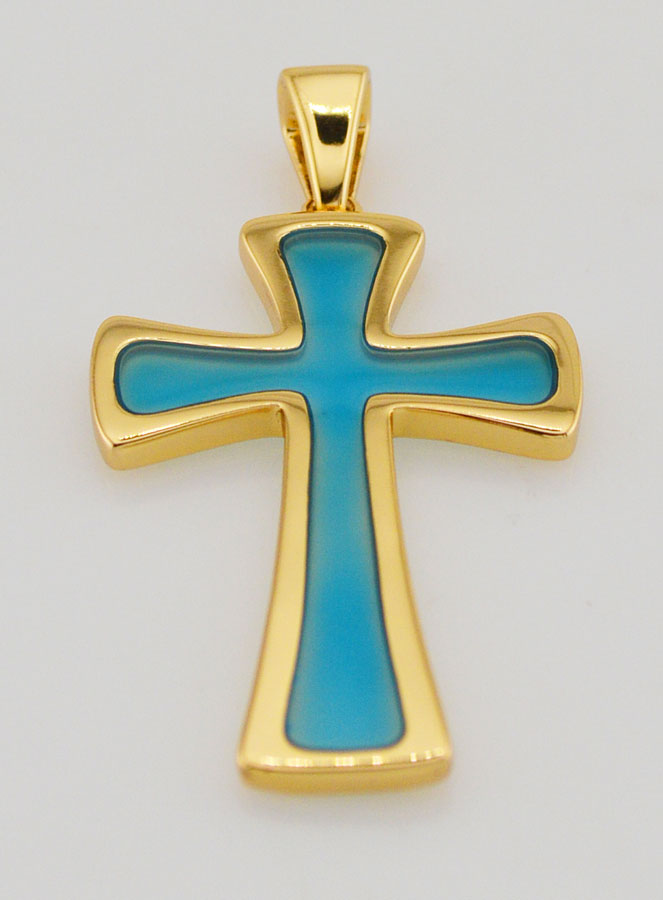 Pingente Cruz 4cm - Turquesa (pic 2)