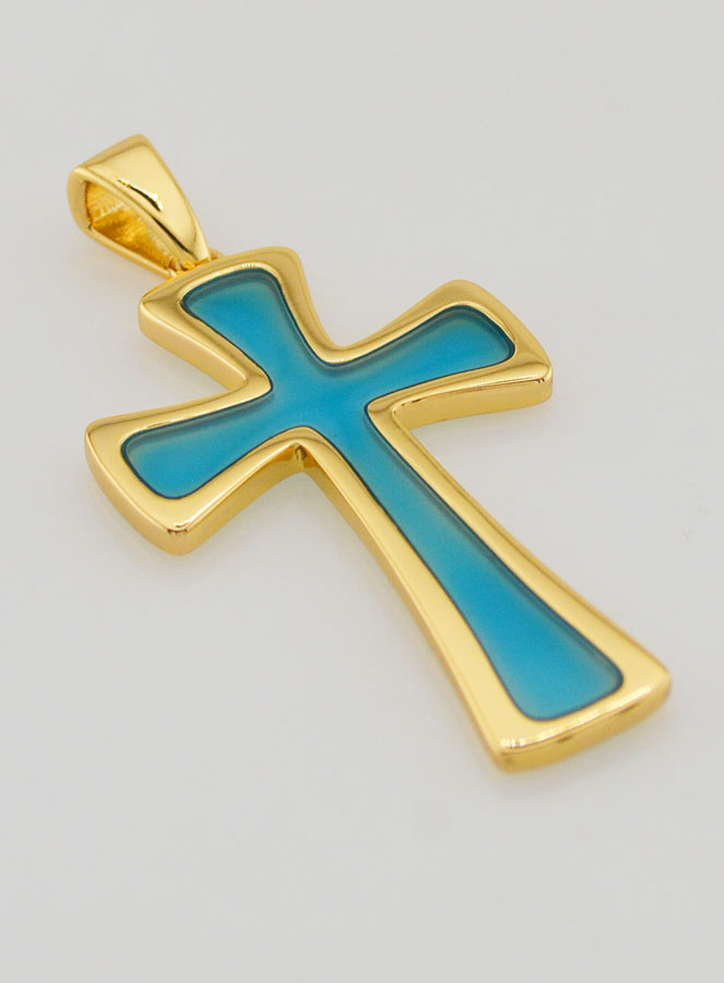 Pingente Cruz 4cm - Turquesa (pic 3)