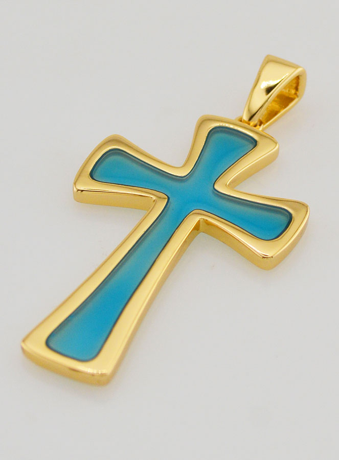 Pingente Cruz 4cm - Turquesa (pic 4)