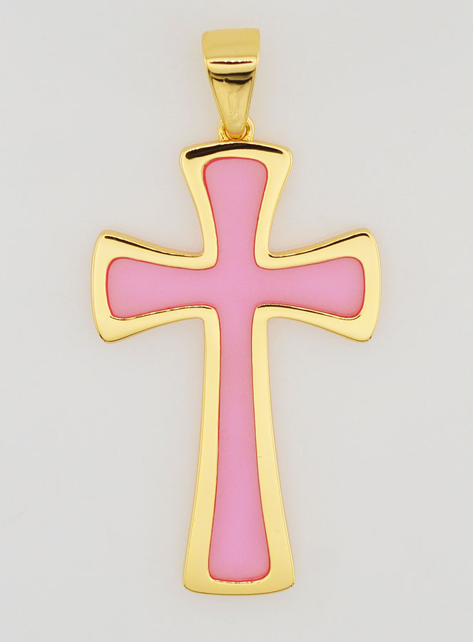 Pingente Cruz 4cm - Rosa (pic 1)
