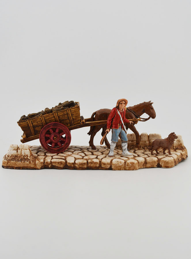 Figura de leñador con su carreta - altura de 6 cm (pic 1)