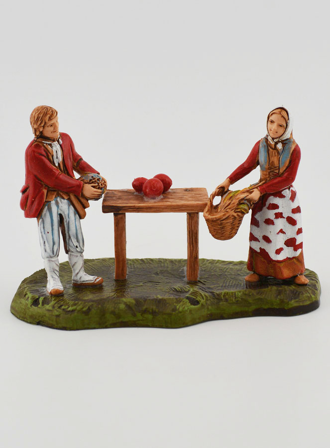 Figura de vendedor de productos frescos y clienta - 6cm (pic 1)