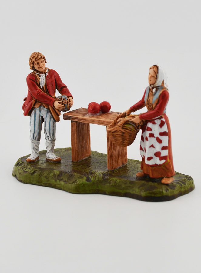 Figura de vendedor de productos frescos y clienta - 6cm (pic 3)