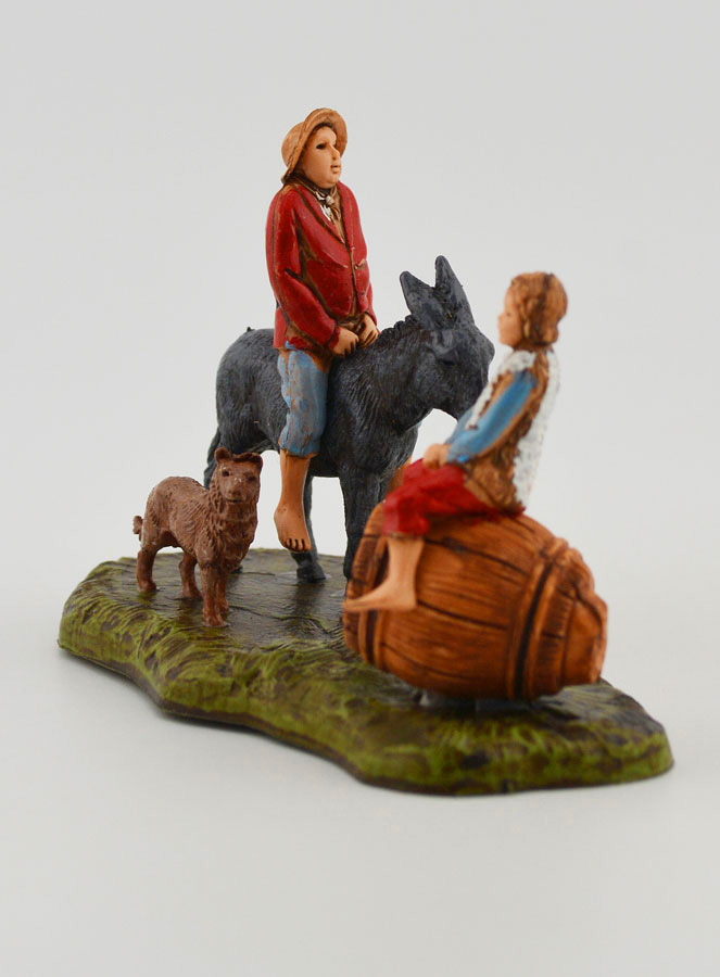 Figura de hombre en el lomo de un burro y niño - 6cm (pic 2)