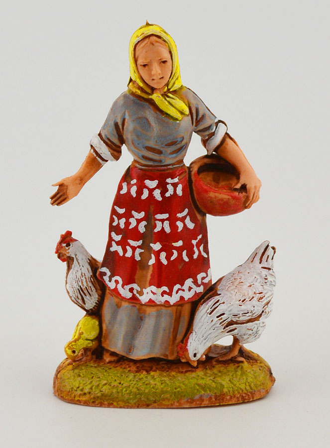 Figura de campesina con gallinas - 6 cm (pic 1)