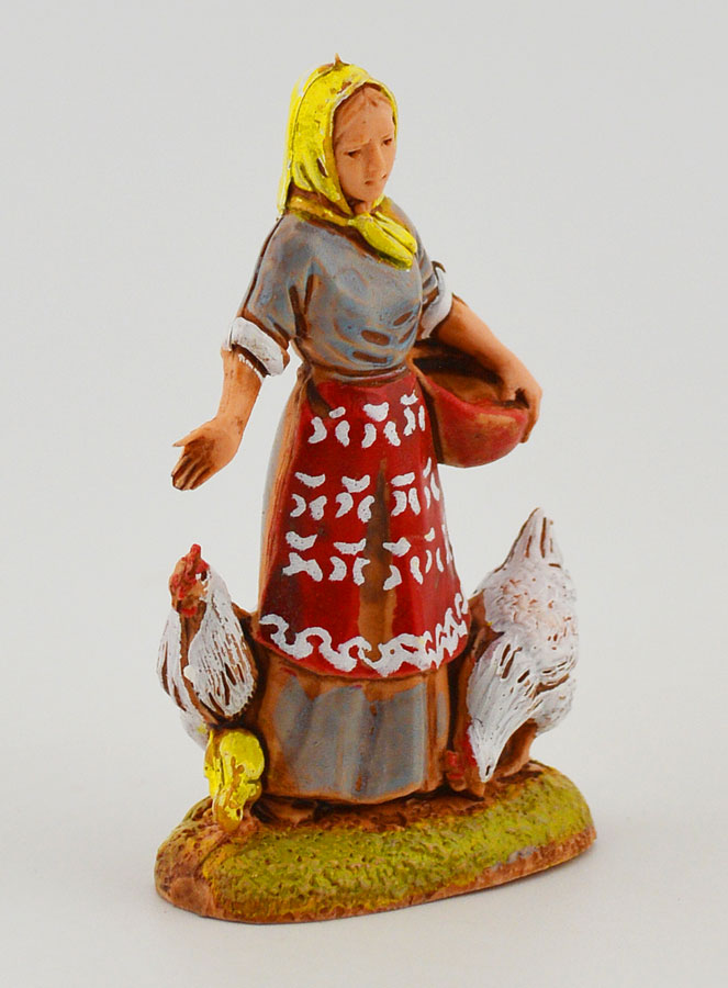 Figura de campesina con gallinas - 6 cm (pic 3)